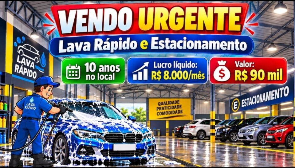 IMPERDÍVEL LAVA-RÁPIDO E ESTACIONAMENTO OPORTUNIDADE PARA NOVA GESTÃO Z/L