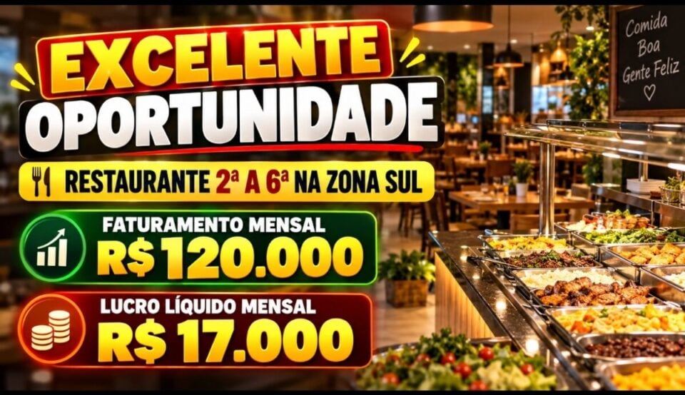 OPORTUNIDADE EXCLUSIVA RESTAURANTE POR QUILO E À LA CARTE