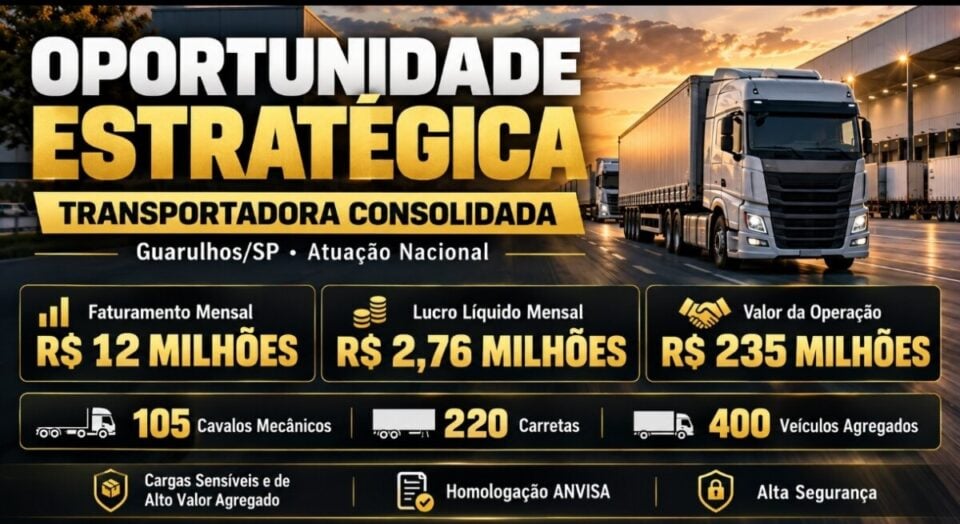 OPORTUNIDADE ESTRATÉGICA – TRANSPORTADORA CONSOLIDADA COM ATUAÇÃO NACIONAL