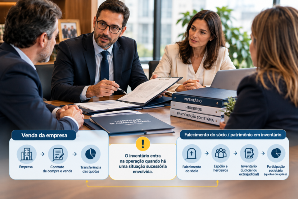 Negociação de venda de empresa com participação de herdeiros e inventário

venda de empresa gera inventário