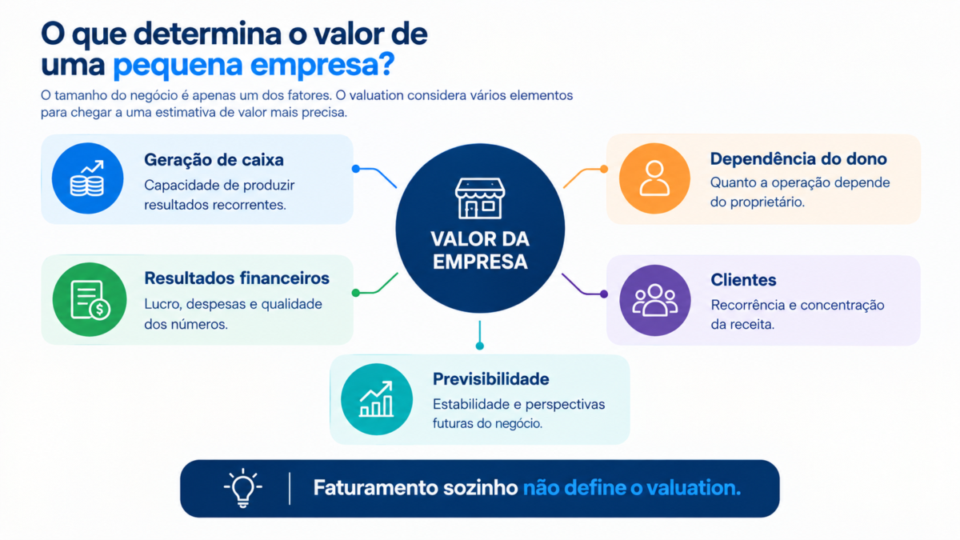 Empresas pequenas também podem fazer valuation? Infográfico sobre os fatores que determinam o valor de uma pequena empresa