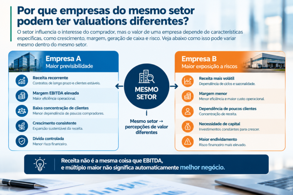 Existem setores onde compradores estão pagando mais caro pelas empresas? Comparação de valuation entre empresas do mesmo setor
setores com empresas mais valorizadas no Brasil