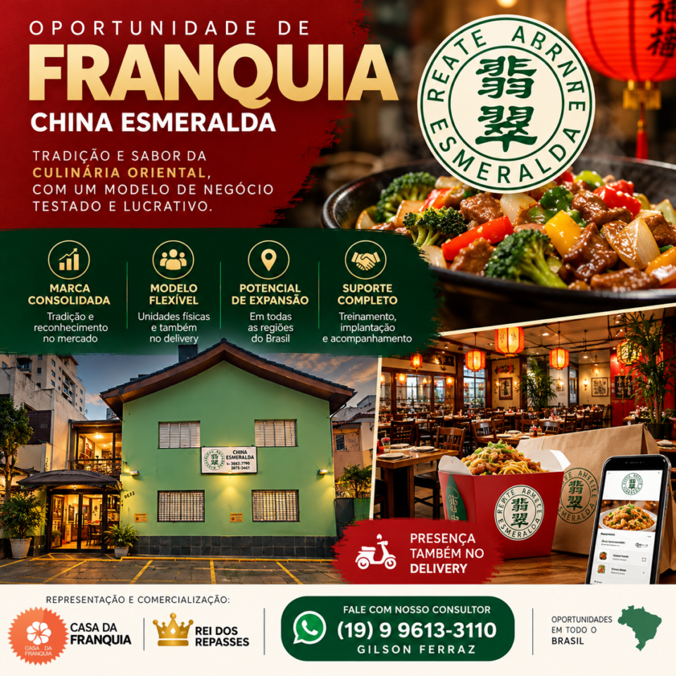 🏮 CHINA ESMERALDA  SEJA DONO DE UMA FRANQUIA DE CULINÁRIA ORIENTAL 🥢