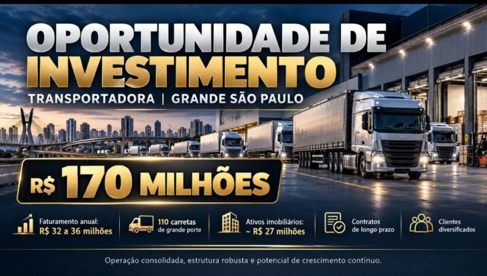 EXCEPCIONAL ATIVO NO SETOR LOGÍSTICO TRANSPORTADORA A VENDA