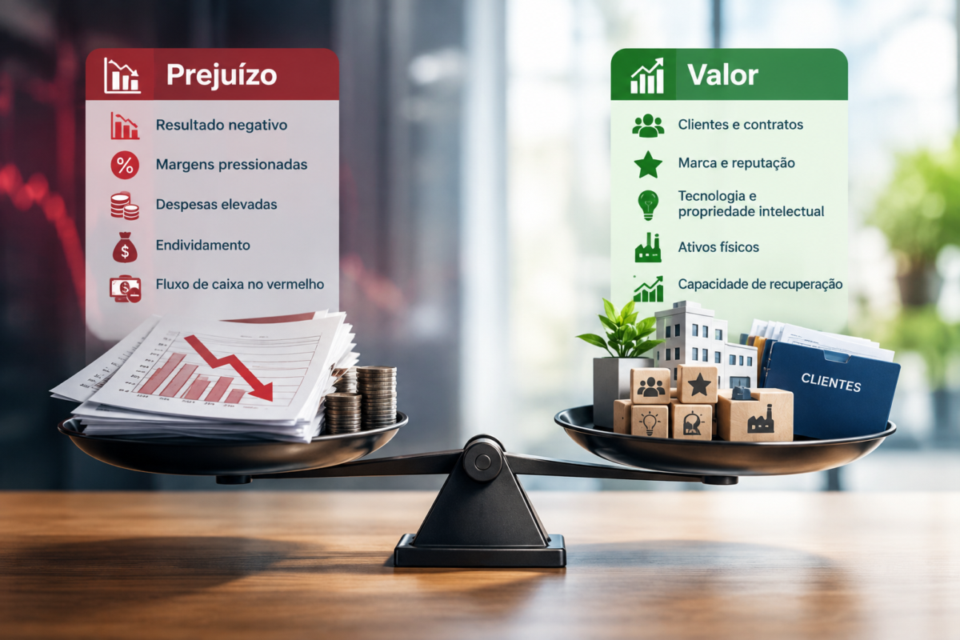 Quanto vale uma empresa que está dando prejuízo? Comparação entre prejuízo financeiro e fatores que geram valor em uma empresa